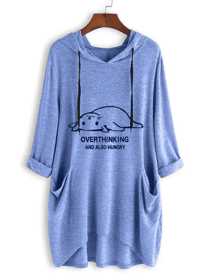 Women's Casual Hooded Sweatshirt - Loose Long Sleeve Top