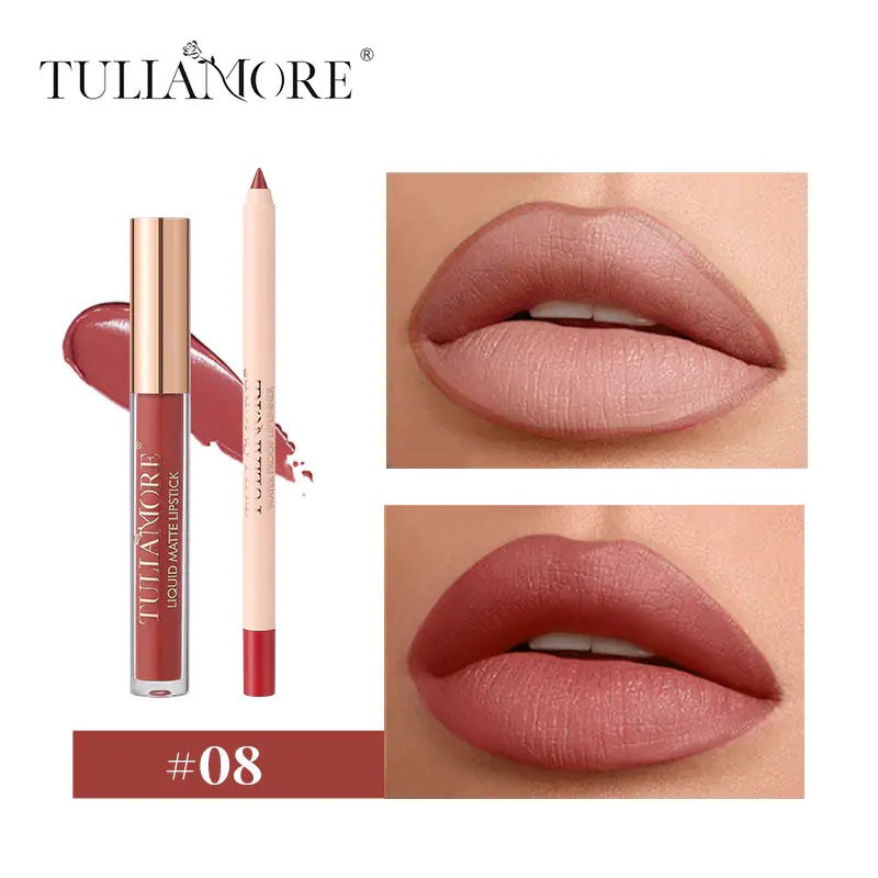 Matte Air Lip Glaze and Lip Liner Set - Waterproof