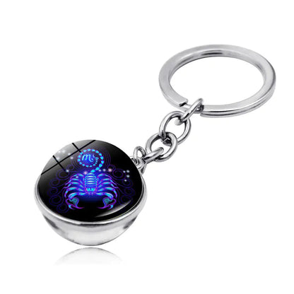 Zodiac Gemstone Double-Sided Glass Keychain