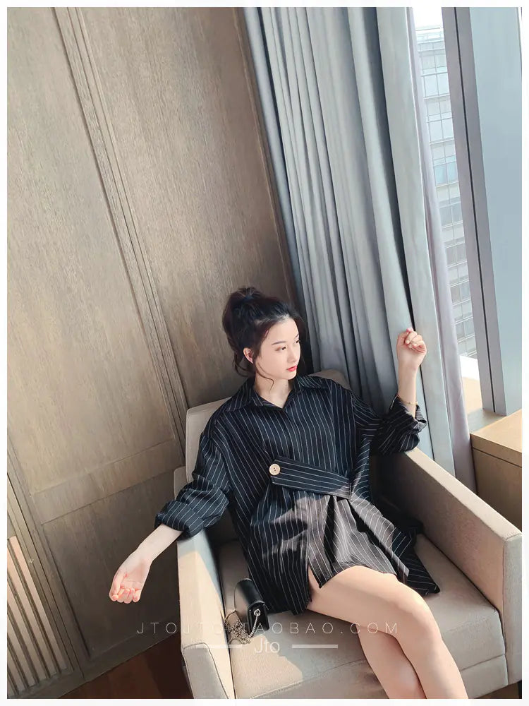 Women's Striped Shirt - Loose Irregular Design 2019