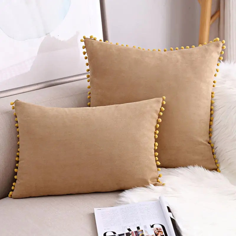 Fur Ball Lace Solid Color Suede Sofa Cushion Hug