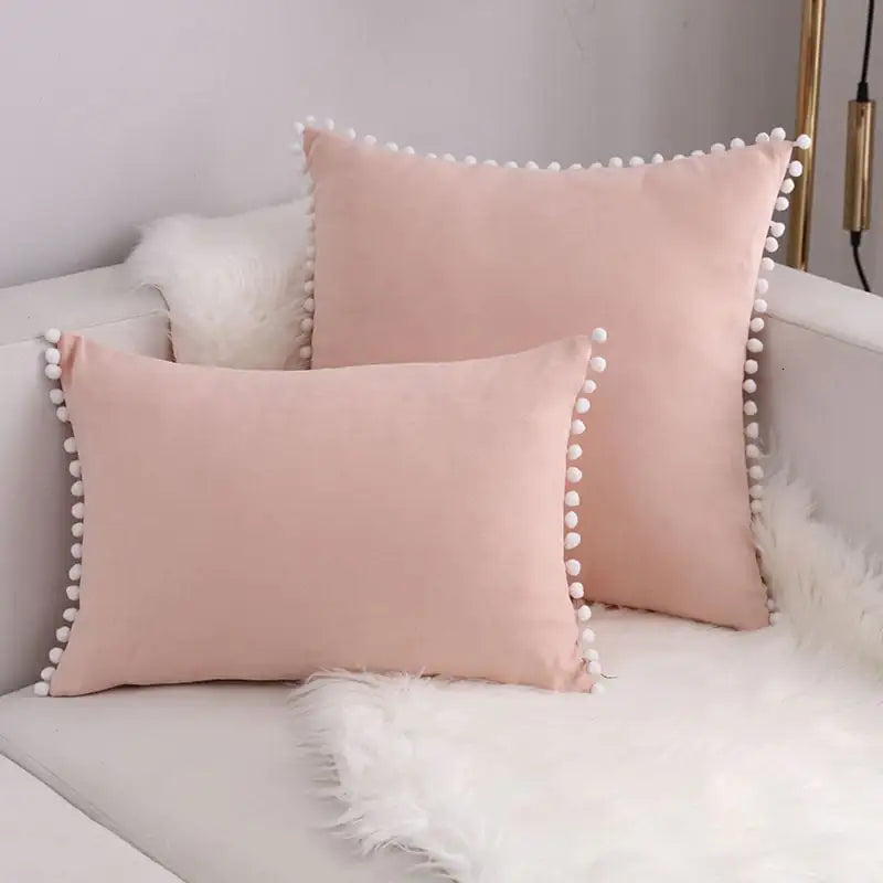 Fur Ball Lace Solid Color Suede Sofa Cushion Hug