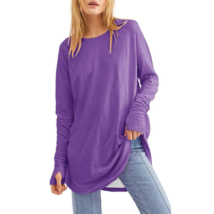 Women's Loose Long Sleeve Round Neck T-Shirt Top