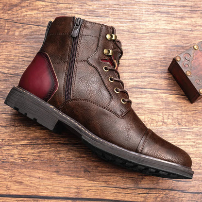 Men's Leather Martin Boots - Plus Size
