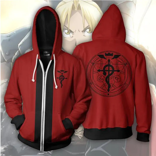 Men's 3D Hoodie with Digital Print and Zippered Hood