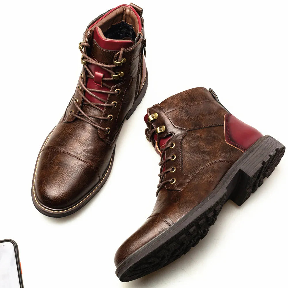 Men's Leather Martin Boots - Plus Size