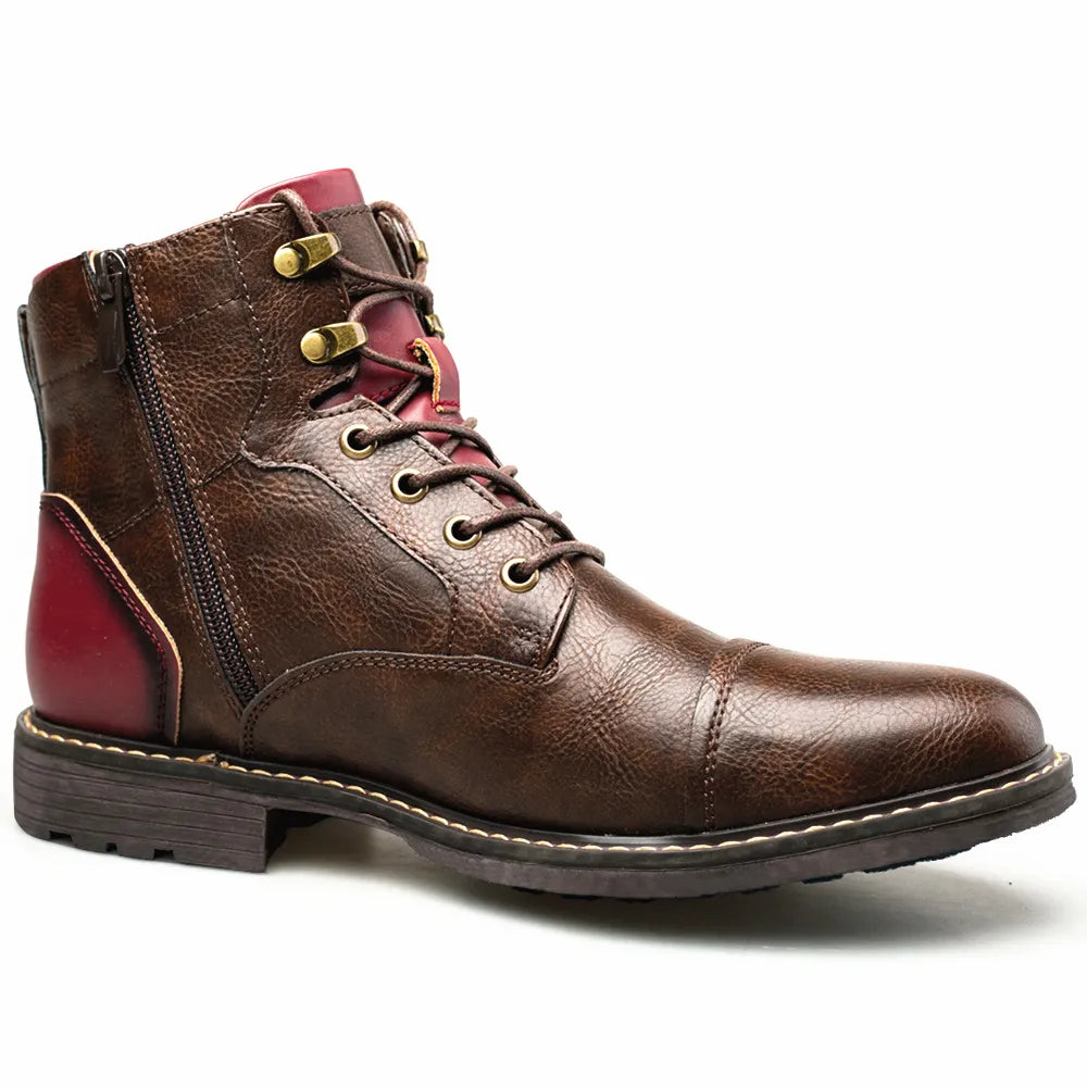 Men's Leather Martin Boots - Plus Size