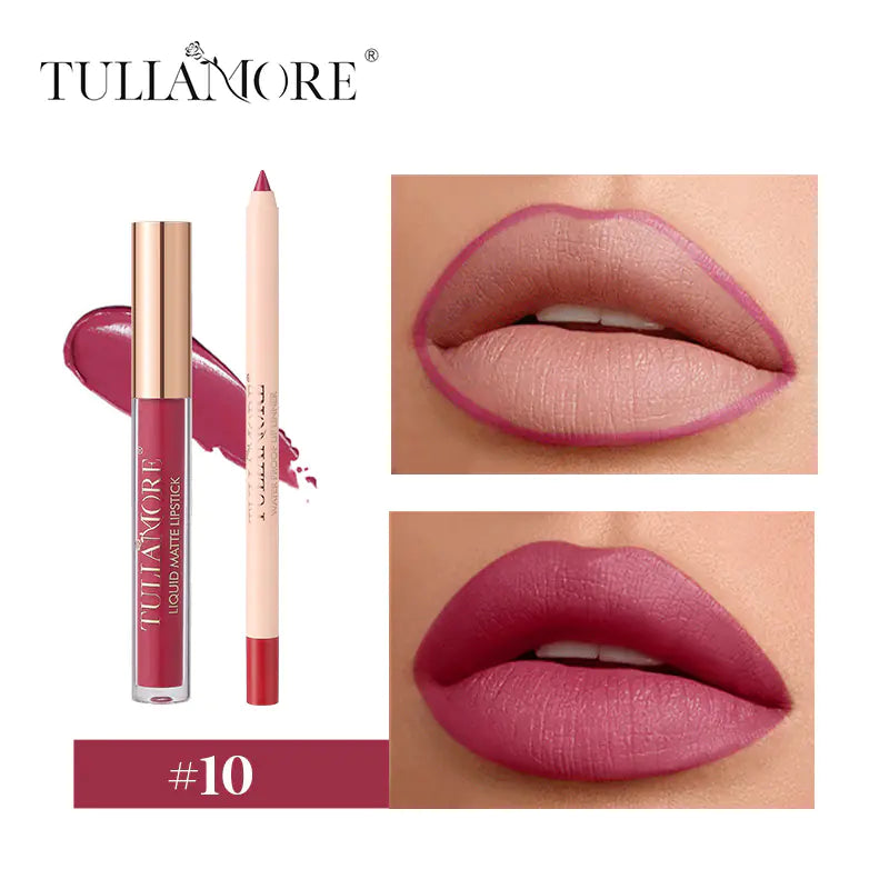 Matte Air Lip Glaze and Lip Liner Set - Waterproof